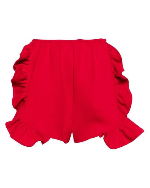 Ioana Ciolacu Red Peony Ruffled Jersey Shorts