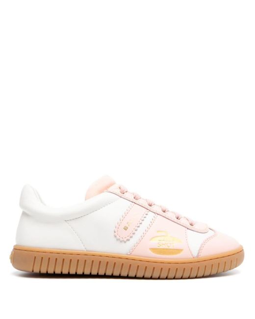 Bally Pink Player Curling-motif Leather Trainers