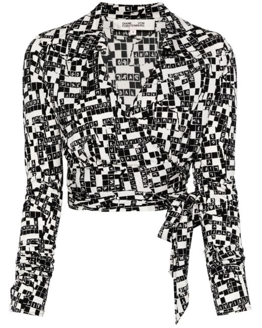 Diane von Furstenberg Black Bobbie Wrap-design Shirt
