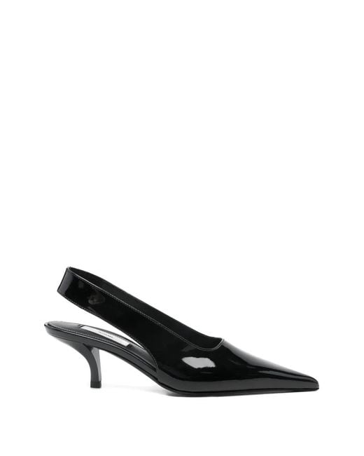 Totême Black Pointed-Toe Slingback Pumps