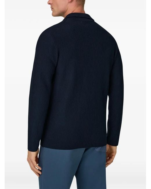 Boggi Blue Knitted Cotton Double-Breasted Jacket for men
