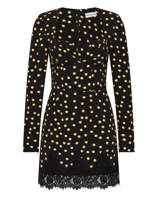 Rebecca Vallance Black Millie Polka-Dot Lace-Trimmed Mini Dress