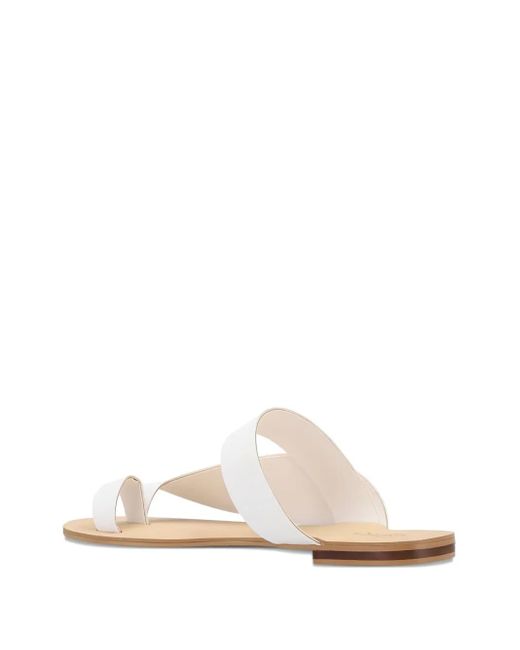 RK White Toe-Strap Flat Sandals