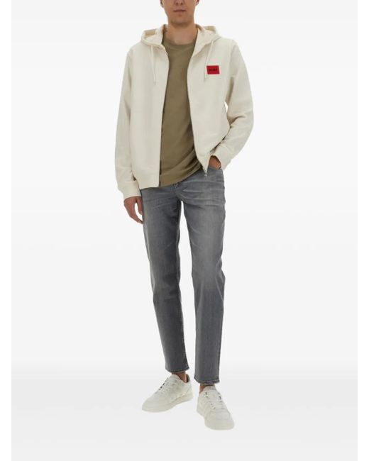 HUGO Sweatshirtjacke mit Kapuze in Natural für Herren