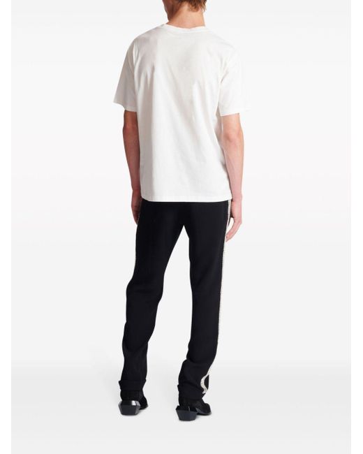 Crew Neck T-shirt avec imprimé logo Balmain pour homme en coloris White