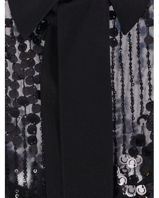 Elie Saab Black Sequinned Tulle Shirt