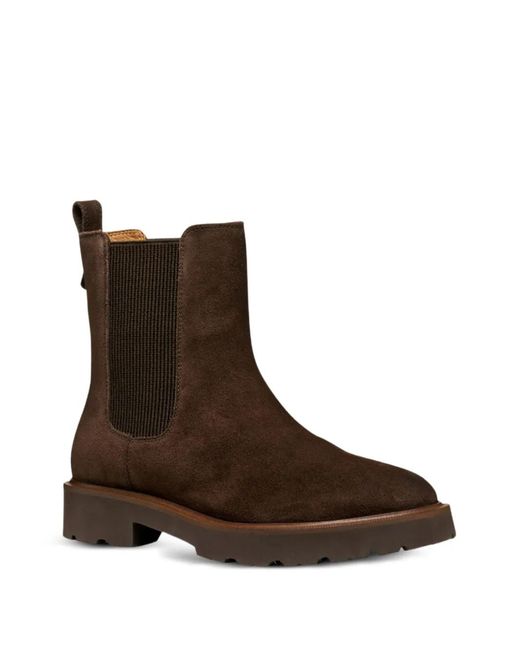 Geox Brown Elasticated-Panel Chelsea Boots