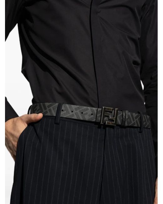 Fendi White Squared Ff Logo Reversible Belt for men