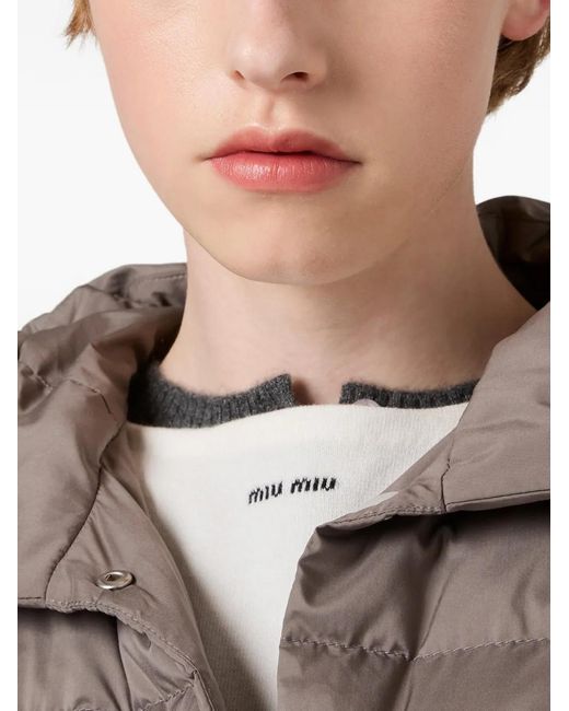 Chaqueta De Pongé Técnico, Talla Miu Miu de color Brown