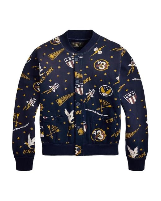 RRL Blue Patterned Long-Sleeved Sweatshirt for men