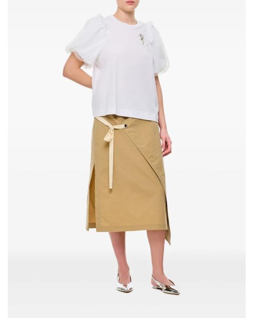Plan C Natural Asymmetric Midi Skirt