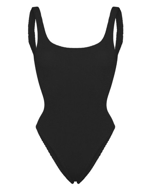 Mc2 Saint Barth Black Lora Logo-patch Swimsuit