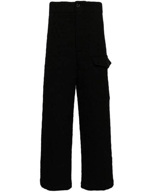 Uma Wang Black Quilted Cropped Trousers for men