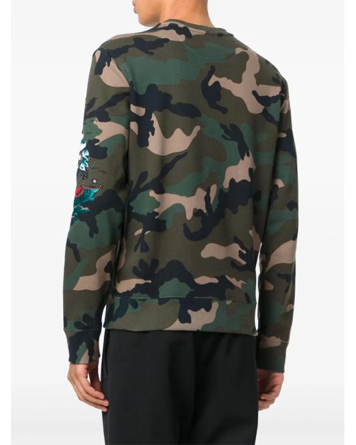 Valentino Garavani Green Camouflage-Print Sweatshirt for men