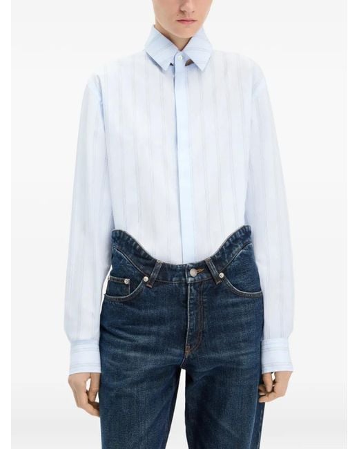 Jean Paul Gaultier Blue Pinstriped Collar Shirt