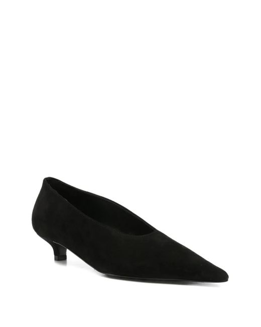 Totême  Black Sharp Suede Kitten Pumps
