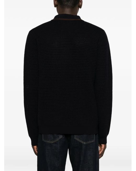 Casablanca Black Waffle-Knit Zip-Up Sweater for men