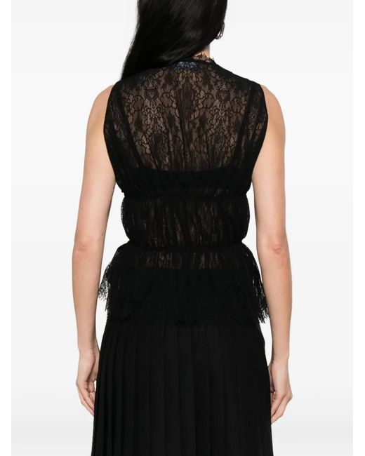 PAULINE DUJANCOURT Black Lace Tie Top