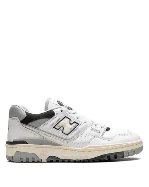 New Balance White 550 Panelled Vintage Sneakers