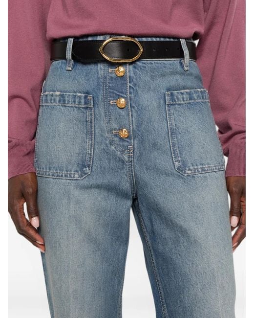 Valentino Garavani Blue Button-Up Patch-Pocket Jeans