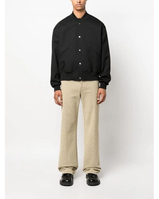 Jil Sander Black Plain Cotton Bomber Jacket for men