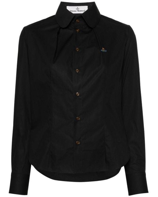 Vivienne Westwood Black Orb Logo-embroidery Cotton Shirt