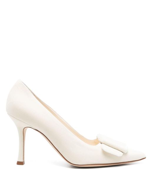 Manolo Blahnik White 90Mm Maysale Pumps