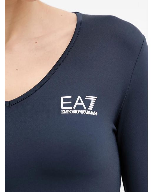 EA7 Blue Tennis Pro Ventus7 Logo-Print T-Shirt