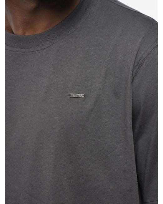 DIESEL Gray Logo-Plaque T-Shirt for men
