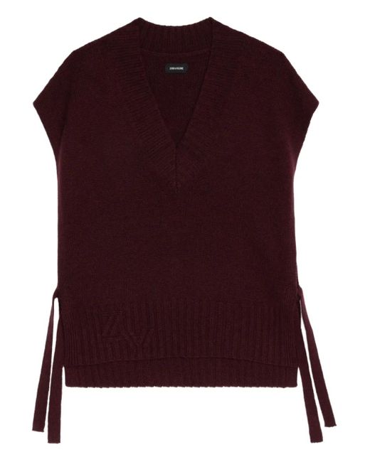 Zadig & Voltaire Purple V-Neck Side-Tie Vest