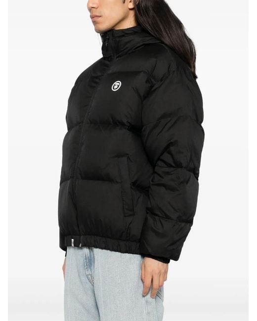 Aape By A Bathing Ape Black Logo-Appliqué Padded Jacket for men
