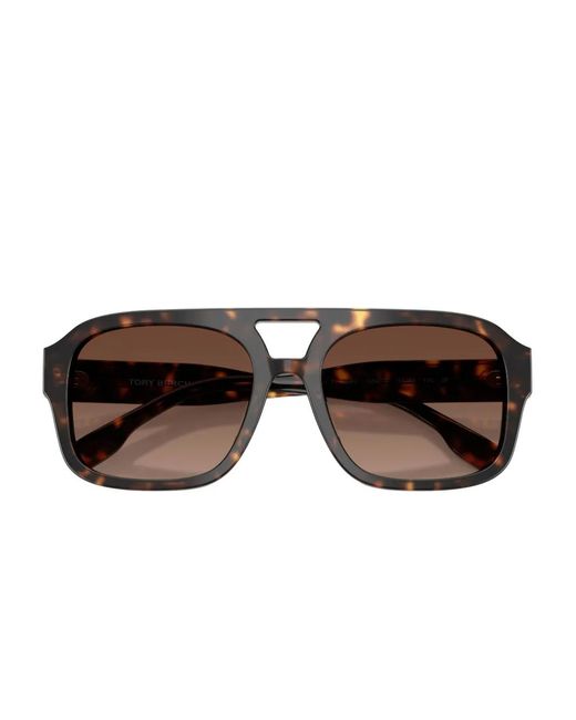 Tory Burch Brown Tortoiseshell Square Sunglasses