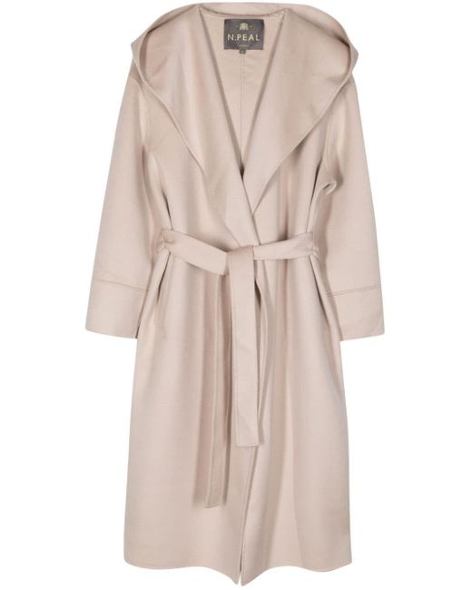 N.Peal Cashmere Natural Hooded Cashmere Coat