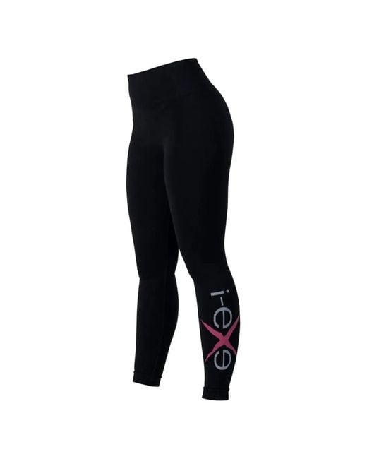 I-Exe Black Yoggy Logo-Print Performance Leggings for men