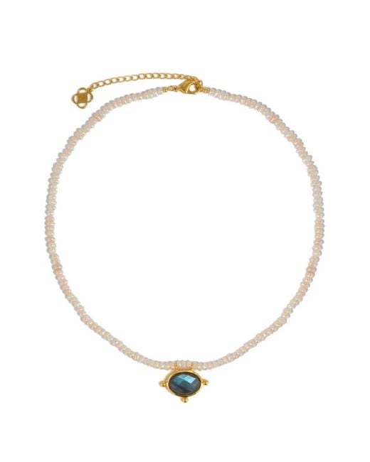Ottoman Hands White Sorel Pearl Labradorite Necklace