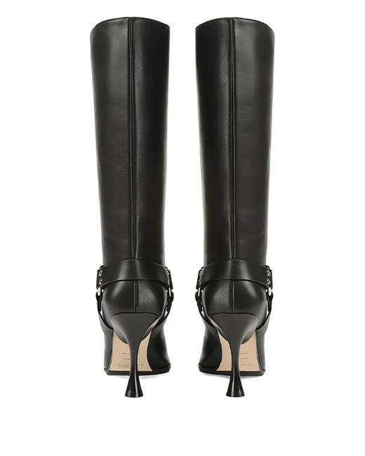 Sergio Rossi Black 75Mm Leather Heeled Boots