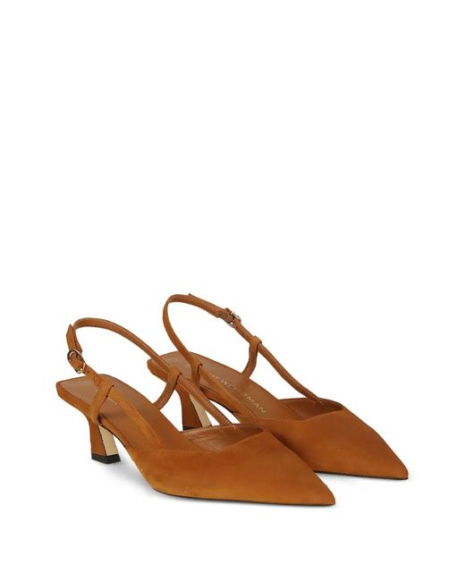 Stuart Weitzman Brown Slingback Suede Pumps