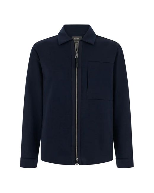 Boggi Blue Shirt Jacket Wooltech for men