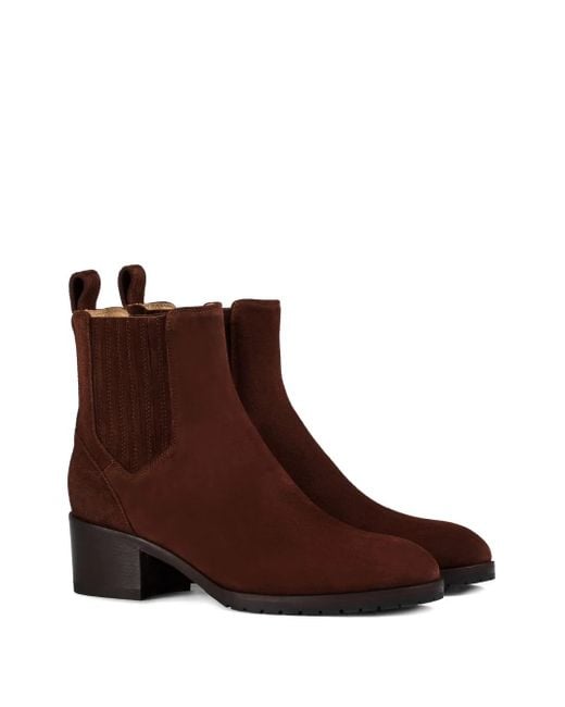 Doucal's Brown Elastic-Panel Suede Boots