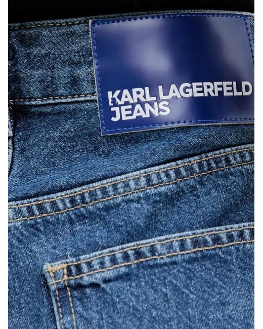 Karl Lagerfeld Blue Logo-Patch Denim Shorts