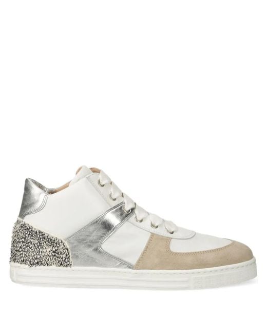 Agl Attilio Giusti Leombruni White Metallic-Panel Studded Sneakers