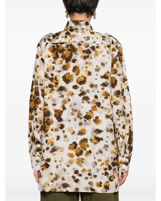MSGM Natural Watercolour-Print Cotton Shirt