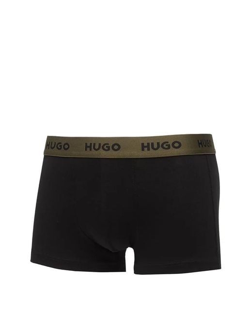 HUGO Black Logo-Waistband Trunks for men