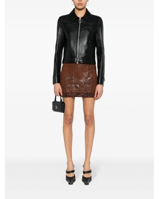 Courreges Black Iconic Zip-Up Leather Jacket