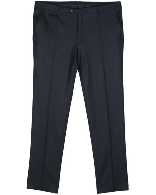 Corneliani Blue Check-pattern Wool Tailored Trousers for men