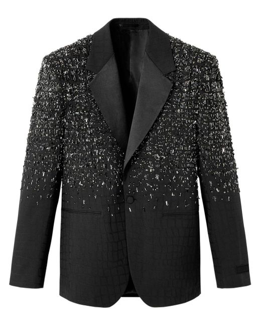 Versace Black Crystal-embellished Virgin-wool Blazer for men
