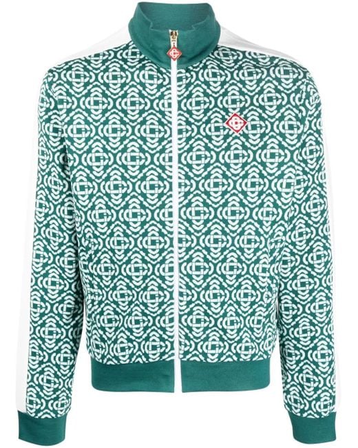 Casablanca Green Monogram-Jacquard Zip-Up Jacket for men