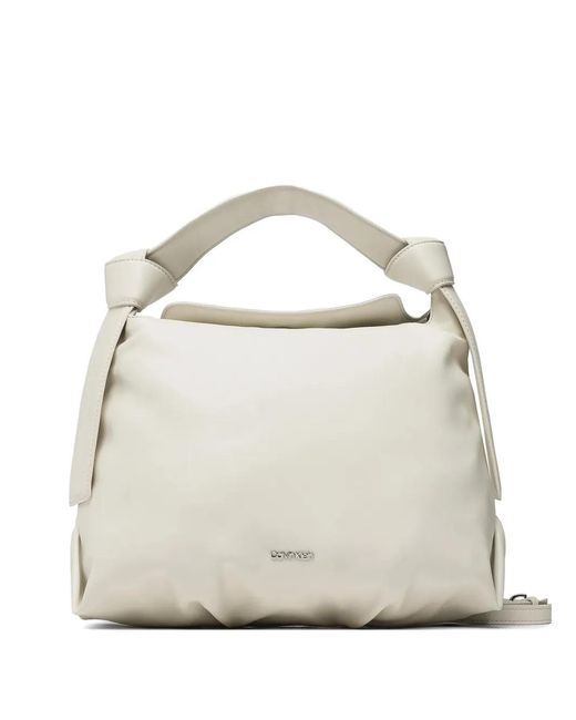 Calvin Klein White Knotted-Strap Tote Bag