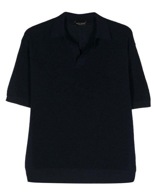 Roberto Collina Black Knitted Polo Shirt for men