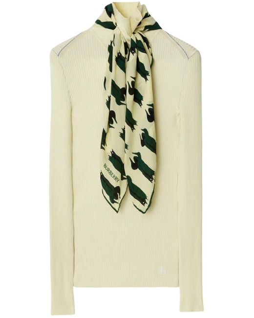 Burberry Natural Scarf-Detailed Knit Jumper